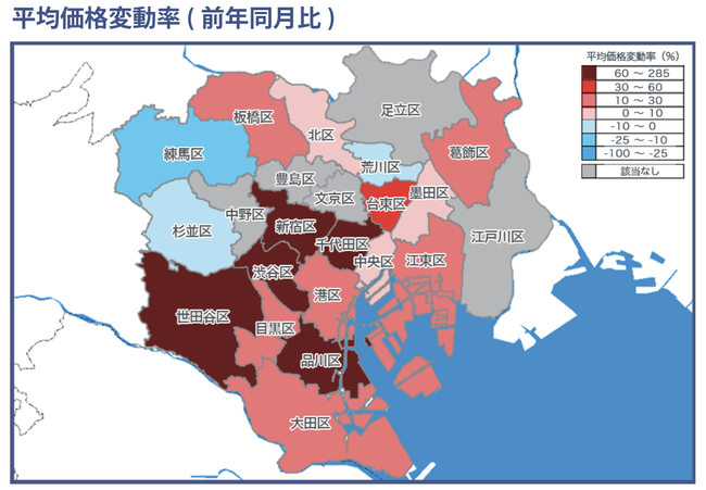 速報/月例新築マンション動向7月実績発表～品川区の平均価格変動率が285％に。